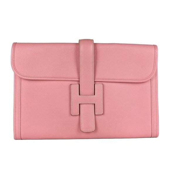 Hermès Handbags - SOLD Hermes Courchevel Jige 29 Rose Confetti Pink Leather Clutch